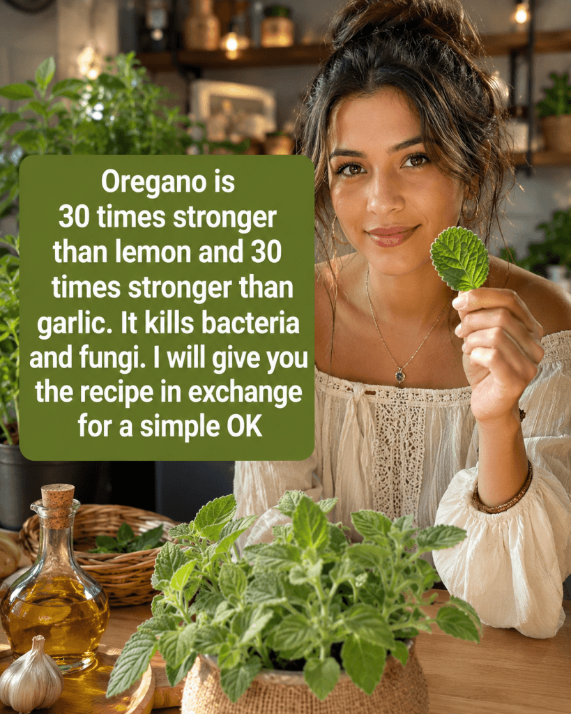 Oregano is 30 times stronger than lemon and 30 times stronger than garlic. It kills bacteria and fungi. I’ll give you the recipe in exchange for a simple OK.